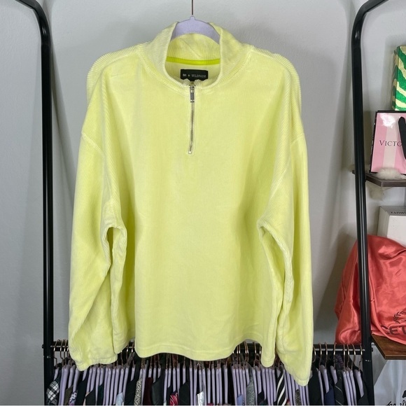 BP + Wildfang Yellow Ribbed Quarter Zip - Picture 1 of 4